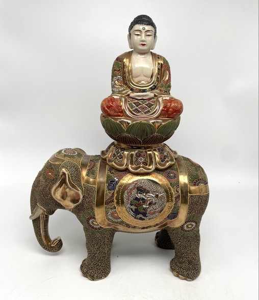 Antique sculpture "Elephant and Buddha"