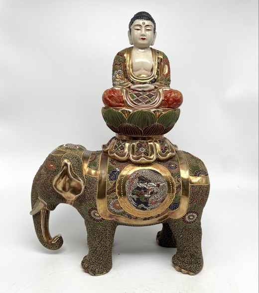 Antique sculpture "Elephant and Buddha"