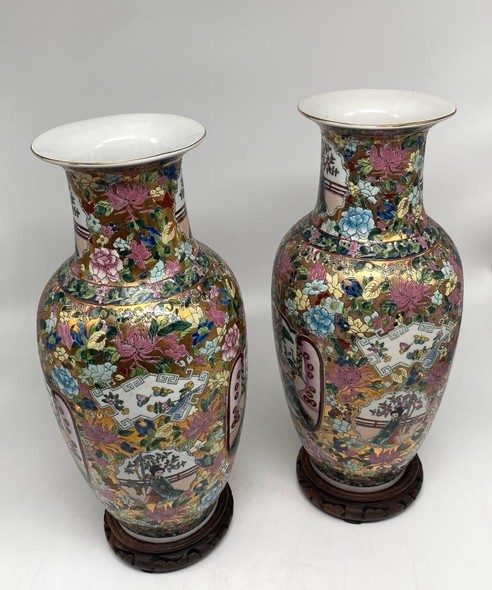 Antique paired vases with beauties