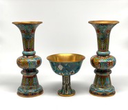 Antique vases using the cloisonne technique.