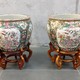 Antique pedestals with vases