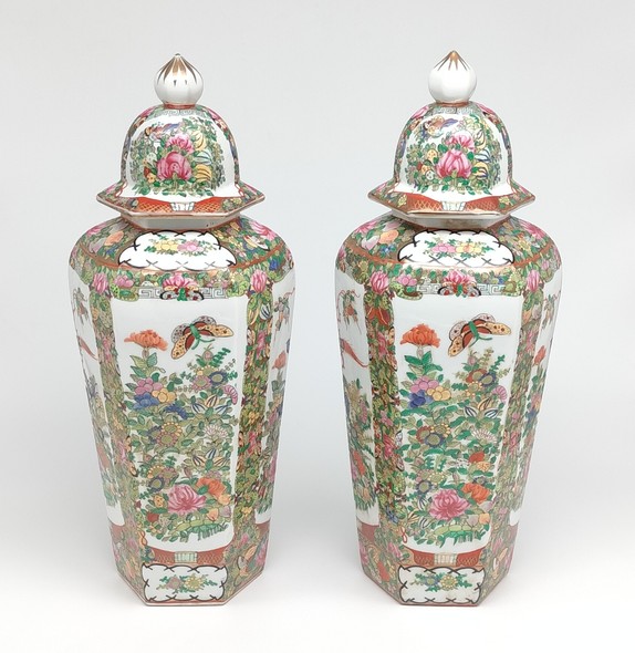 Pair of oriental porcelain vases