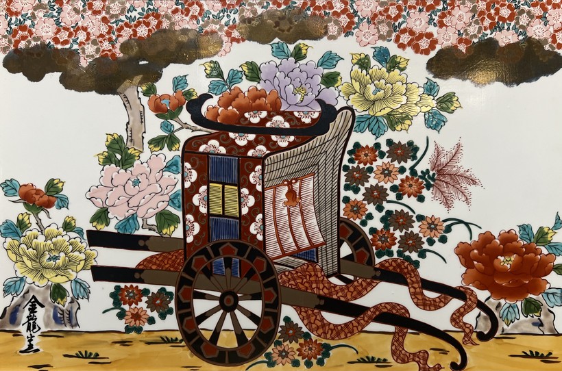 Antique panel "Genji Carriage"