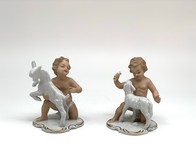 Антикварные парные скульптуры «Путти»