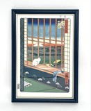Винтажная гравюра 
Утагава Хиросигэ «Котик»
