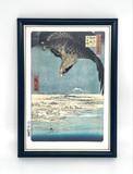 Винтажная гравюра 
Утагава Хиросигэ «Орел на фоне горы Цукуба»