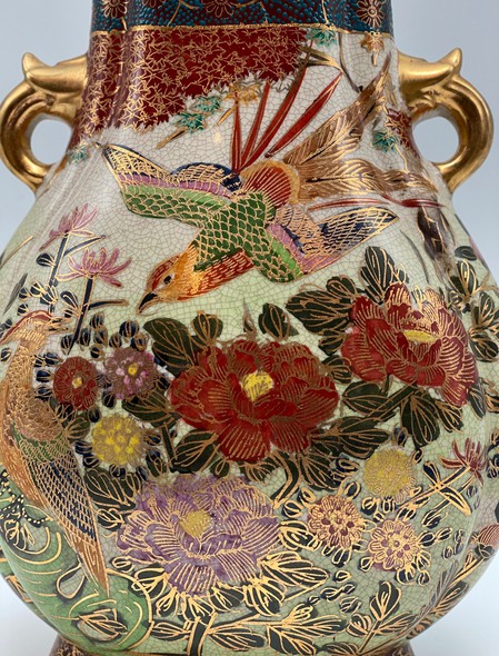 Antique vase "Pheasants and flowers",
Satsuma