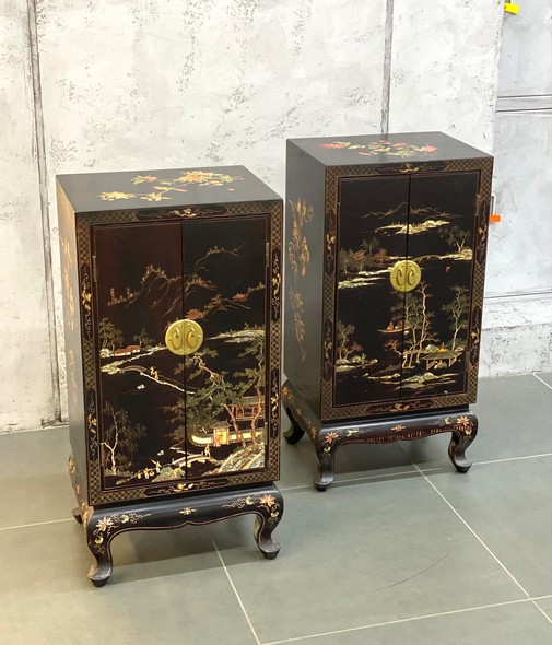 Antique paired cabinets in oriental style