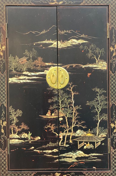 Antique paired cabinets in oriental style