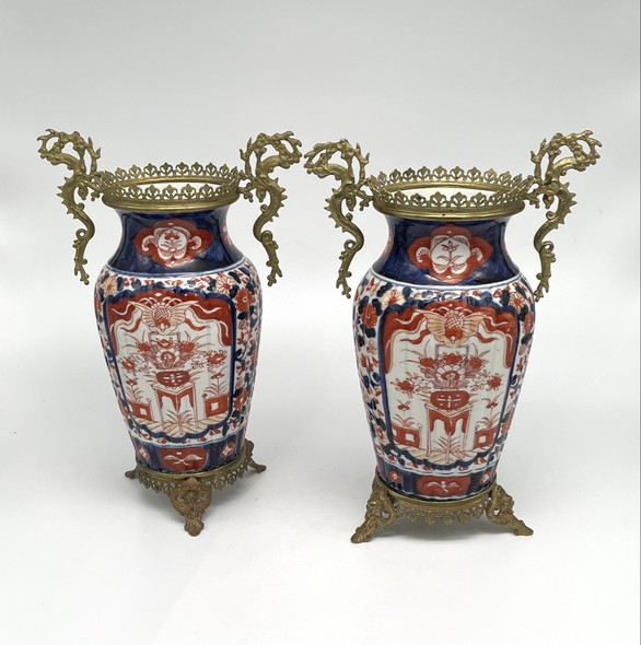 Antique paired Imari vases