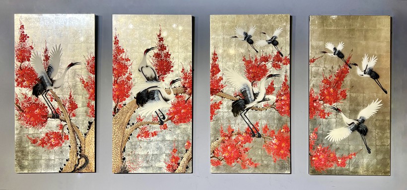 Vintage wall screen in oriental style