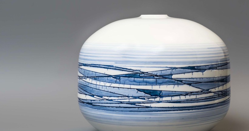 Rare vintage vase "Ice drift", Fujii Shumei