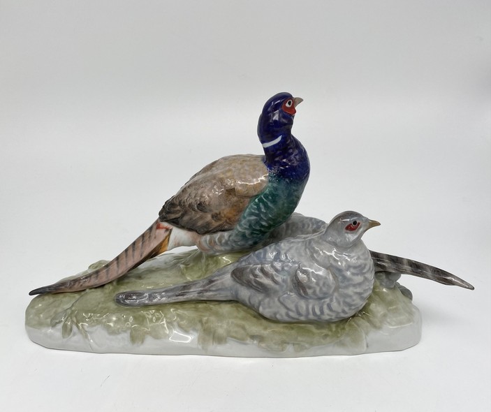 Antique sculptural composition "Pheasants"