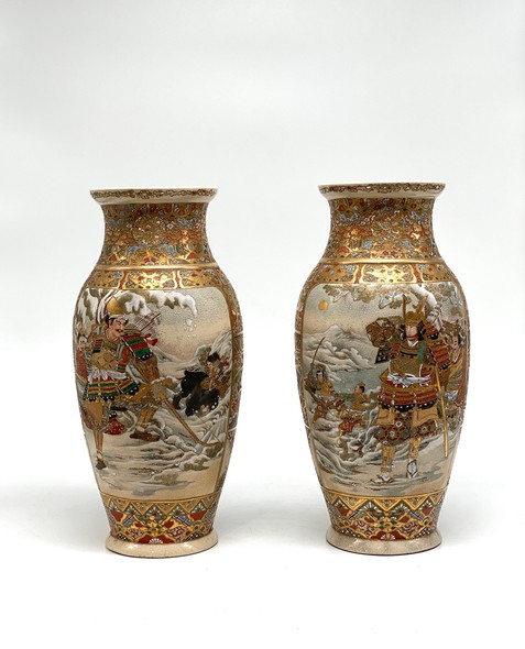 Antique paired vases, Satsuma