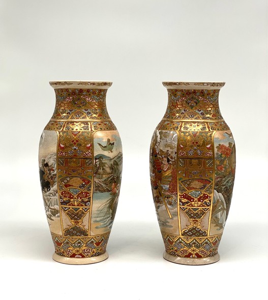 Antique paired vases, Satsuma