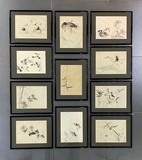 Antique set of drawings from an album, Japan