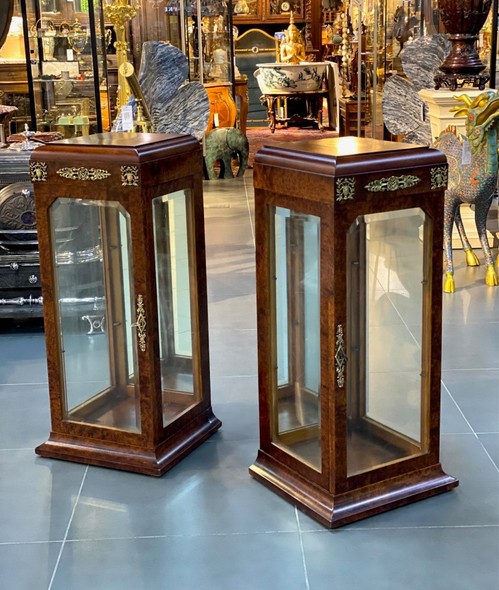 Antique pedestal display cases