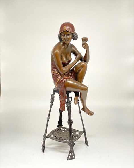 Antique sculpture "Girl on a chair"