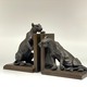 Antique bookends "Lionesses"