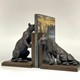 Antique bookends "Lionesses"