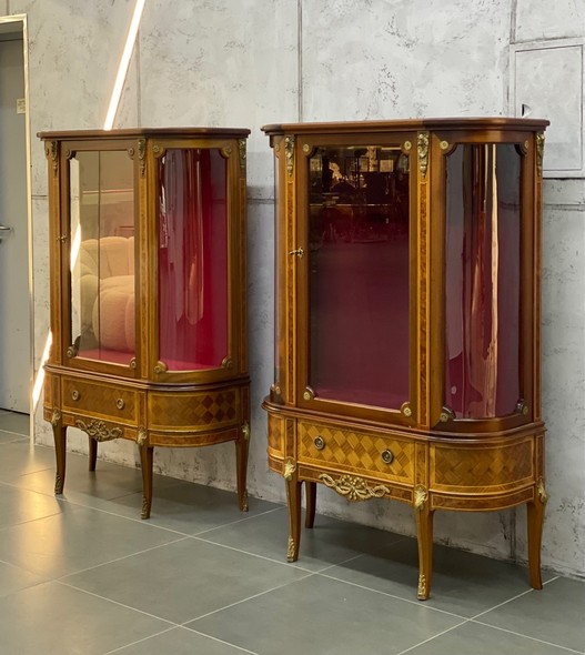 Antique paired display cases