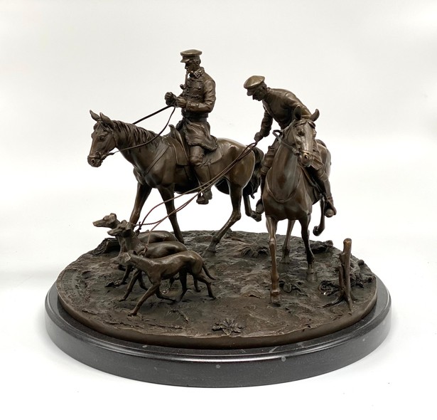 Sculptural composition "Horse hunting"