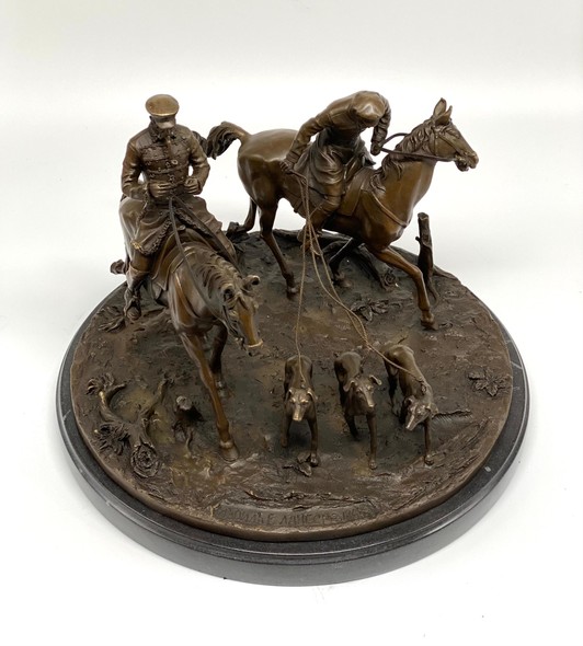 Sculptural composition "Horse hunting"