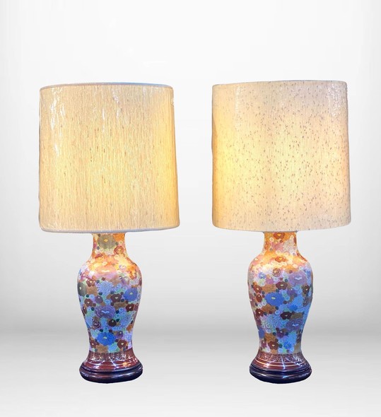 Antique Pair of Lamps
"1000 Flowers", Satsuma