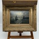 Antique painting "Sailors and a Lighthouse"