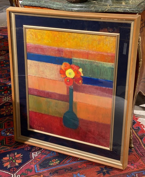 Antique painting "Poppy Flower"