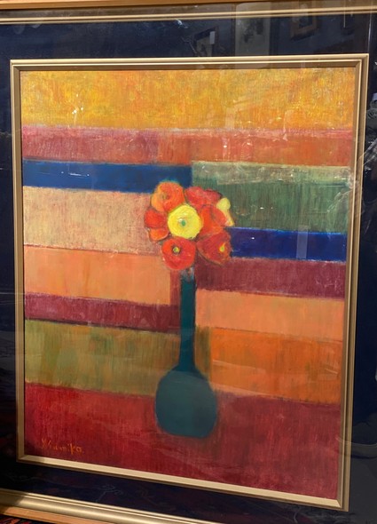 Antique painting "Poppy Flower"