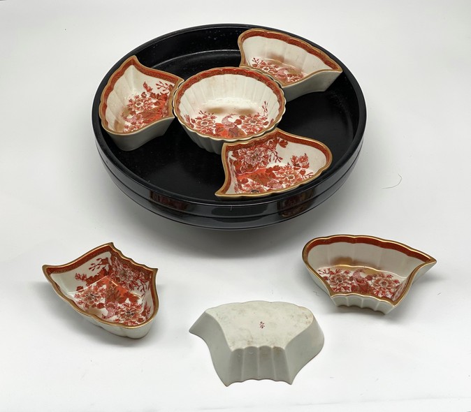 Antique food display stand, Kutani