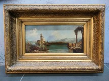 Antique painting "Mediterranean Port."