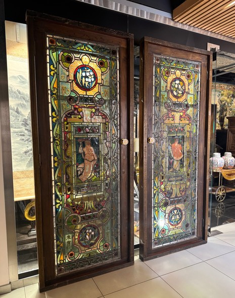 Antique stained glass doors