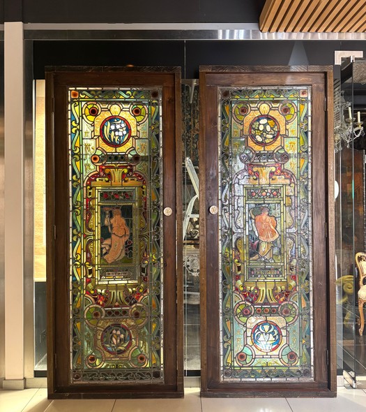 Antique stained glass doors