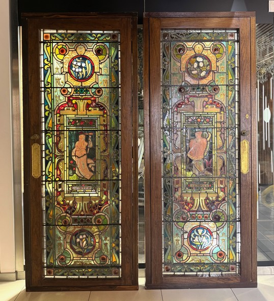 Antique stained glass doors