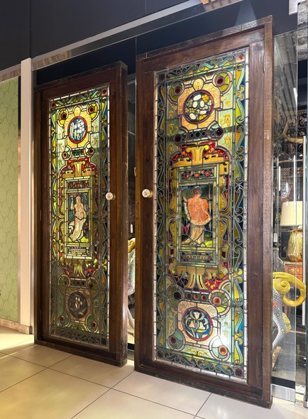Antique stained glass doors
