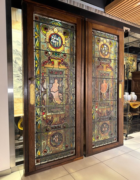 Antique stained glass doors