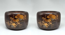 Antique paired hibachi vases