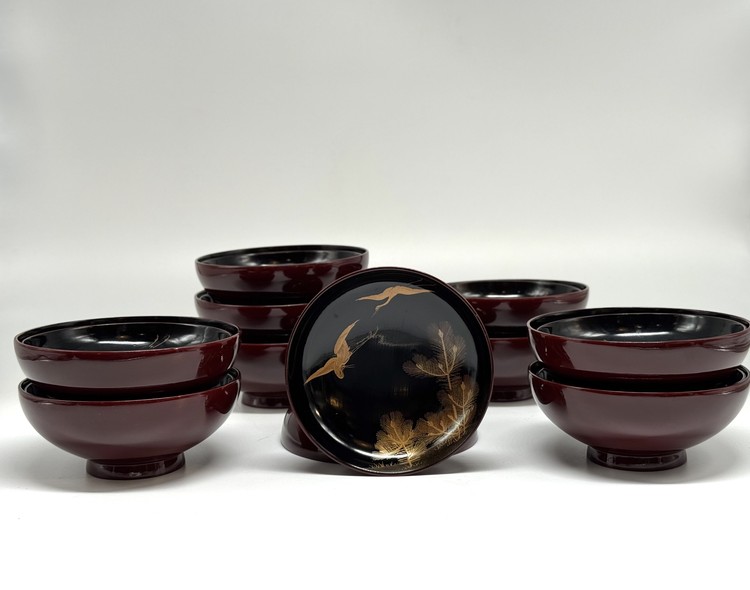 Antique table set "Cranes"