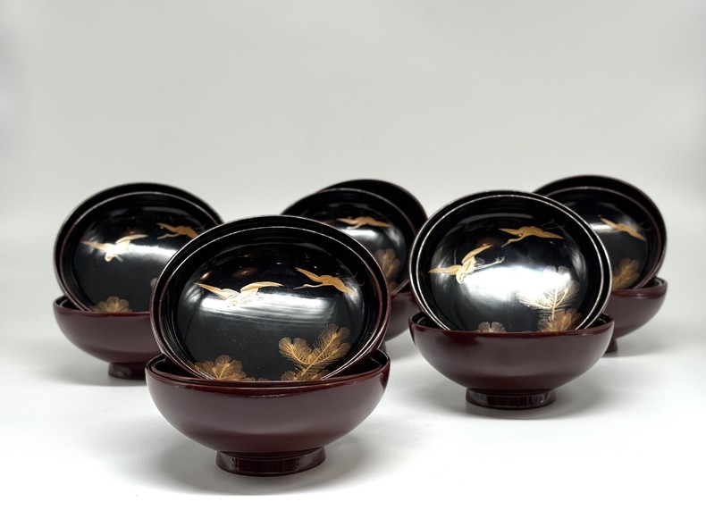 Antique table set "Cranes"