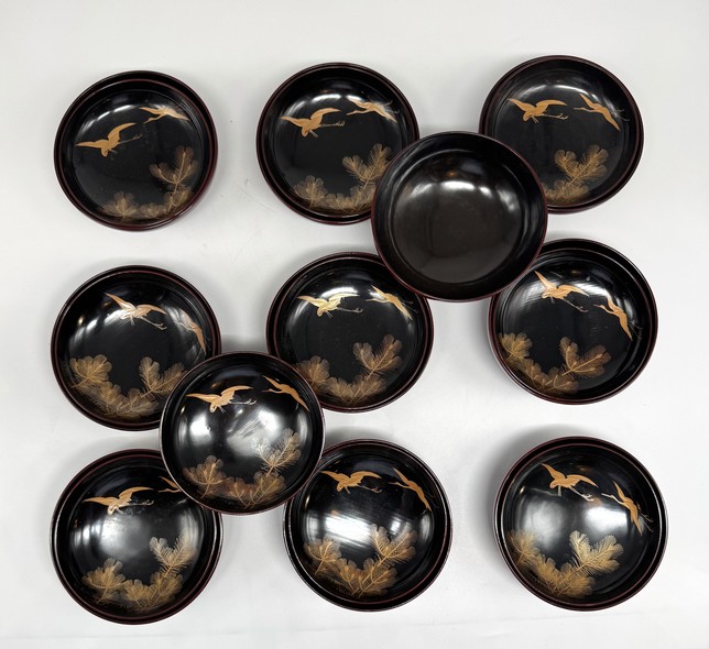 Antique table set "Cranes"