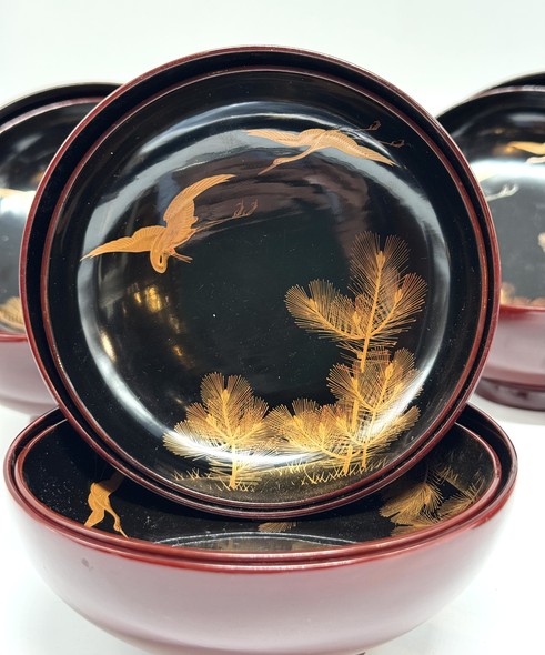 Antique table set "Cranes"