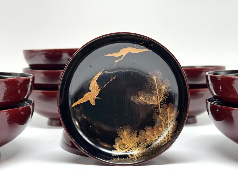 Antique table set "Cranes"