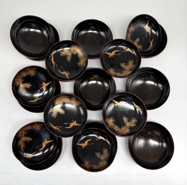 Antique table set "Cranes"