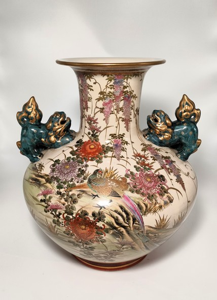 Антикварная ваза «Цветы и птицы», Сацума