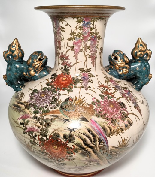 Антикварная ваза «Цветы и птицы», Сацума