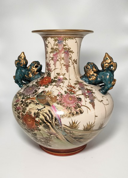 Антикварная ваза «Цветы и птицы», Сацума