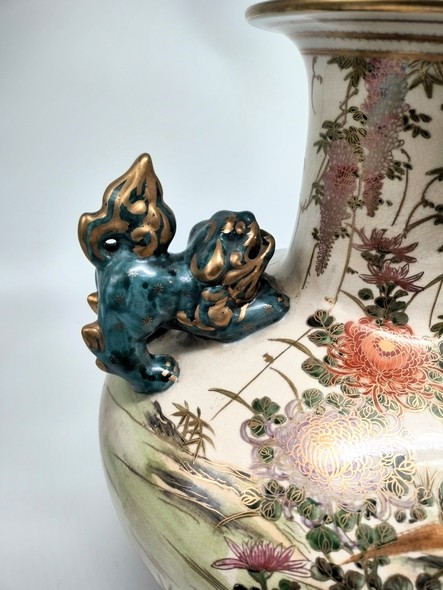 Антикварная ваза «Цветы и птицы», Сацума