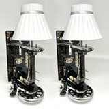 sconces made from antique Singer sewing machines